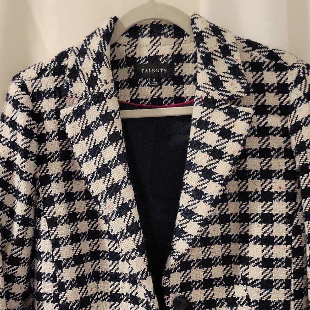 Talbots Women's Black and White Checkered Jacket - Picture 12 of 14